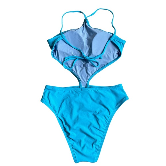 Salero by PacSun Swim Blue High Neck Cutout One Piece Swimsuit Size XS Beach - Picture 8 of 12